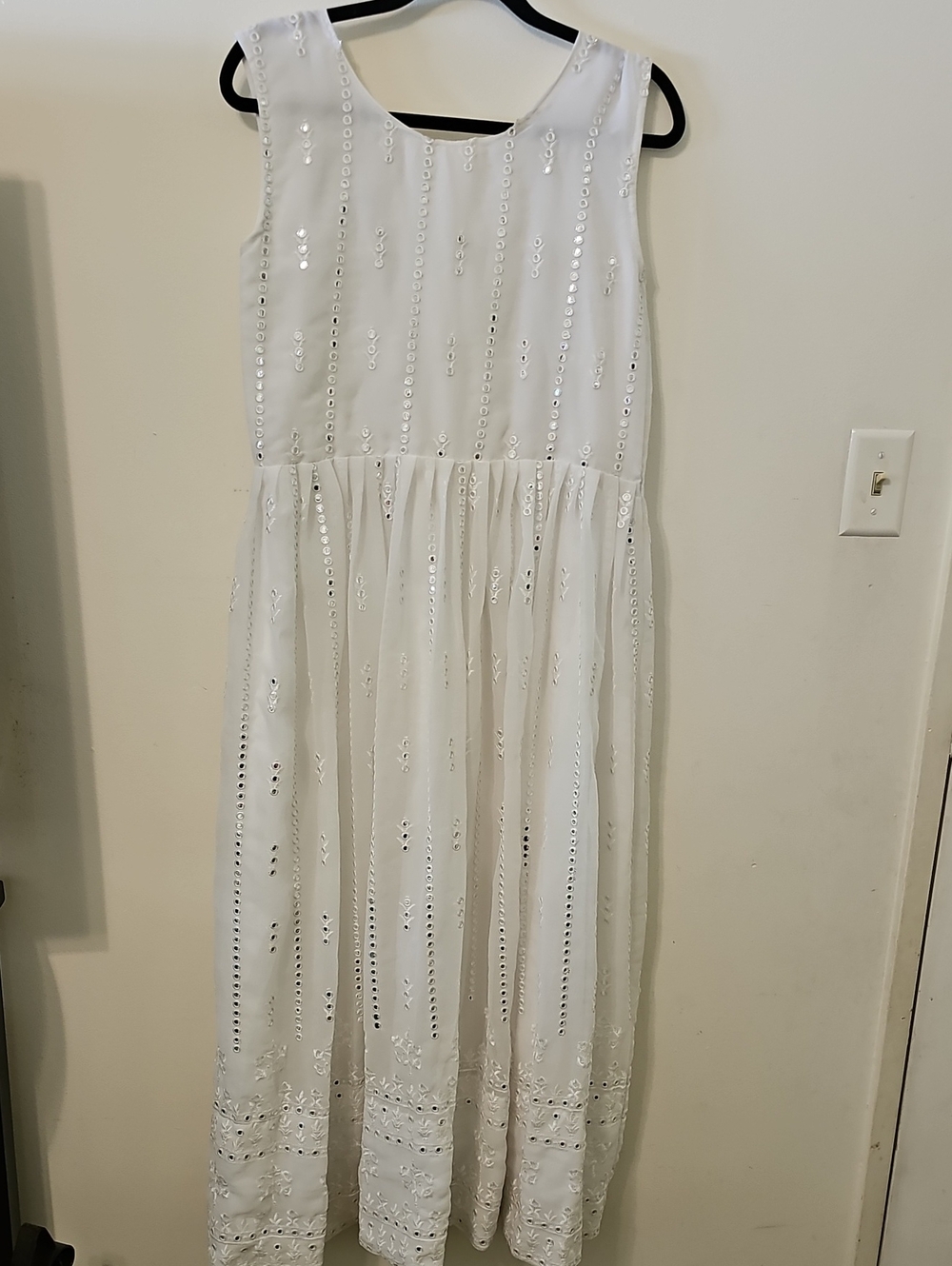 Womens White Sequin Maxi Dress